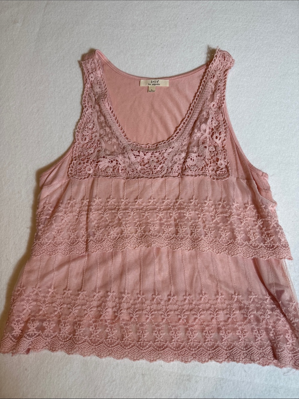 Iris Los Angeles‎ Feminine Pink Lace Top.L